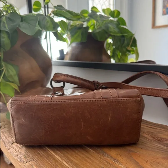 Frye Melissa Small Brown Leather Crossbody Satchel - Picture 6 of 7